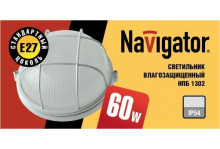 Светильник влагозащитный белый круглый с решеткой Navigator NBL-R2-60-E27