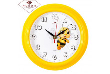 Часы настенные 2121-143 круглые d 21см пчелка  пластик желт Рубин
