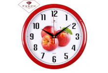 Часы настенные 2222-106 круглые d 22см яблочки пластик красн Рубин