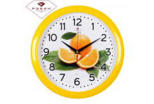 Часы настенные 6026-228 круглые d 29см апельсин пластик желт Рубин