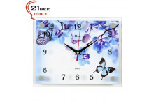 Часы настенные "Фиолетовые Орхидеи и бабочки"