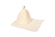 Комплект для сауны 2 предмета (шапка,коврик) белый