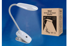 Настольная лампа TLD-546 White/LED/350LM/4500K 5W механический выключатель белый прищепка Uniel