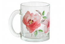 Кружка стекло 300 Чайная Акварельные цветы Опытный стекольный
