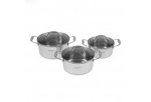 Набор посуды нержавеющая сталь 6 предметов Ника (2.2л 3.2л 4.2л) Катунь