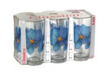 Набор стекло стаканов 6 предметов Орхидея синяя 200мл (высокие) Опытный стекольный