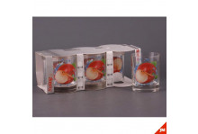 Набор стекло стаканов 6 предметов Яблоко красное 250мл (низкие) Опытный стекольный