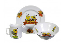 Набор фарфор детский 3 предмета Пчелы (салатник 360, тарелка мел170, кружка 200) (10) ДФЗ  
