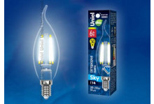 Лампа энергосберегающая светодиодная LED-СW35- 6W/NW/Е14/CL PLS02WH свеча/ вет проз белый SKY UN UNIEL