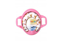 Сиденье для унитаза мягкое aqua-prime baby-comfort с рисунком розовое с ручками Турция