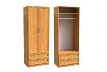 Шкаф ШК-2/2 для одежды 2-х дверный с ящиками 800х2100х520 орех Феникс