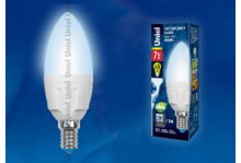 Лампа энергосберегающая светодиодиодная 7W LED-С37 /NW/ E14 белый матовый 4000К яркая Uniel Россия