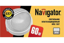Светильник влагозащитный белый круг реснички Navigator NBL-R3-60-E27