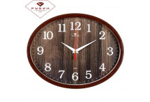 Часы настенные 2720-105 овальные 22,5х29 см структура дерева пластиковый корпус коричневый Рубин
