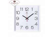Часы настенные 3028-141w (30х30см) квадратные классика пластиковый корпус белый Рубин
