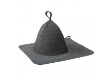Комплект для сауны 2 предмета (шапка, коврик) "Hot Pot" серый
