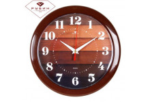 Часы настенные 2323-104 круглые d 23см паркет пластик коричневый Рубин