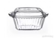 Посуда-кастрюля СВЧ жаропрочная квадратная с крышкой рельефная 1л Borcam