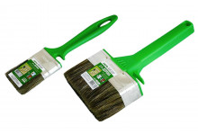 Кисть КФ 100х12 смешанная щетина пластиковая зеленая ручка по дереву Акор
