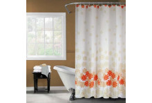 Штора для ванн 180х180 Цветочный дождь оранжевая полиэтилен Curtain