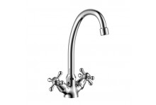 Смеситель кухня Y02-71 двуручный поворотный излив хром Rossinka