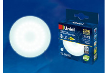 Лампа энергосберегающая светодиод LED-GX53-8W/WW/FR PLZ01WH 8w цвет теплый матовая Uniel