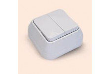 Выключатель 2-х клавишный о/п белый/белый Siva ip20 Makel