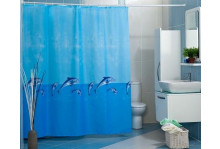 Штора для ванн 180х200 Whale голубой п/э Миранда