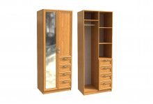 Шкаф ШК-2/6 для одежды белья 2-х дверный с зеркалом 800х2100х520 дуб молочный Феникс