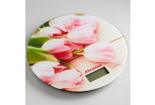 Весы настольные электронные Розовые тюльпаны 5кг d20см Аксинья