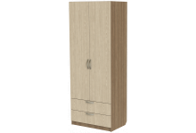 Шкаф 2-х дверный для платья и белья с ящиками ШО-800.6 венге дуб молочный Влад