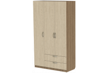 Шкаф 3-х дверный для платья и белья с зеркалом ШО-1200.3 дуб сонома Влад
