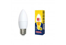 Лампа светодиодная 7W LED-С37-7W/WW/E27/FR/NR свеча теплый белый матовая 3000к Norma Uniel