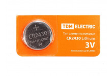 Батарейка TDM CR2430 lithium 3v bp5 TDM