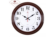 Часы настенные 3527-135в круглые диаметр 35см Классика пластик коричневый Рубин