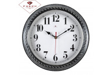 Часы настенные 2950-102 круглые диаметр 28,5 см Классика корпус черный/серебро Рубин