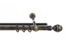 Карниз круглый металлопластик труба и шина 1.6м 2-х ряд "Венеция" черный с золотом Каскад