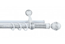 Карниз круглый металлопластик труба и шина 2-х рядный 3.0м "Венеция" белый с серебром Каскад