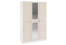 Шкаф Венеция 3-х дверный для платья и белья с зеркалом 2100х1350х570 жемчуг глянец МДФ Интерьер