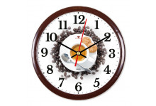 Часы настенные 2222-338 (22х22) круглые Кофе пластик коричневый Рубин