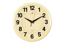 Часы настенные 2222-342 (22х22) круглые Классика пластик бежевый Рубин