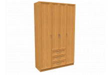 Шкаф ШК-4/2 для одежды белья 4-х дверный с ящиками 2100х1600х520 дуб сонома Феникс