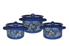 Набор посуды эмаль 3 предмета №33 (1,5л;2,9л;4,5л) Голубика синий с зерном 1с33 Череповец