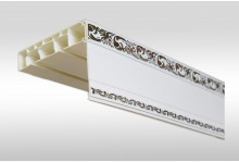 Карниз потолочный пластик Ажур 2-х рядный 2,6м белый с серебром