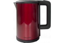 Чайник электрический 1.8л. 2000вт диск двойные стенки нержавеющая сталь красный Galaxy