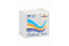 Салфетки бумажные 2-слойные 100л Мягкий знак Deluхe белые С-50