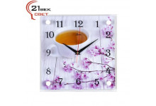Часы настенные 2525-101 (25х25) квадратные Чай и сакура Рубин