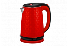 Чайник электрический 1.8л диск, двойная стенка металлическая, красный Centek