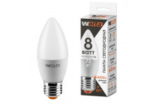 Лампа светодиодная 8w 30sc8e27 е27 свеча 4000к нейтральный белый металл/пластик Wolta