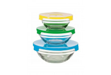 Набор стекло мисок 3 предмета с крышками (360/510/920мл) Mallony